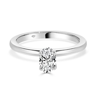 Oval Cut Diamond Solitaire Engagement Ring with Diamond-Set Donut 0.50 CtOval Cut Solitaire Engagment Ring