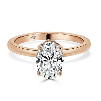 Oval Cut Solitaire Engagement Ring with Hidden Halo 1.50 CtOval Engagement Rings with Hidden Halo