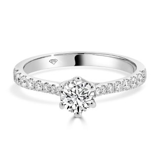 Engagement Ring with Shoulder Diamonds 0.50 CtRound brilliant cut diamond ring