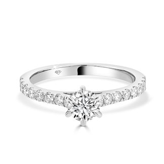 Cathedral Shank Engagement Ring with Round Brilliant Cut Diamonds 0.50 Ctengagement ring