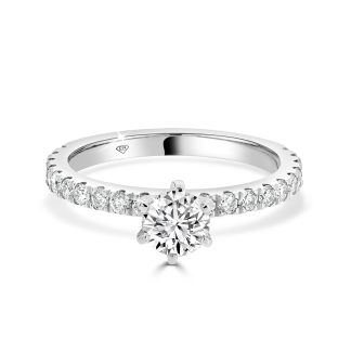 18ct White Gold Round Cut Engagement Ring with Shoulder Diamonds 0.50 Ctengagement ring