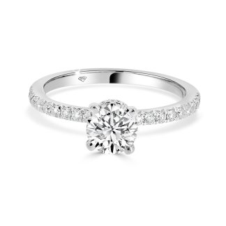 Engagement Ring with Round Brilliant Cut Diamond and Hidden Halo 0.70 CtRound brilliant cut diamond ring