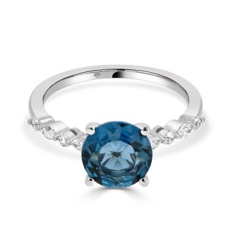 Round Cut London Blue Topaz ringLONDON BLUE TOPAZ ENGAGEMENT RING