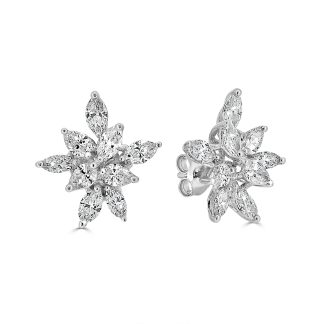Flower Stud Marquise Diamonds EarringDIAMOND FLOWER EARRINGS