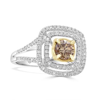 Champagne Ring Natural Diamond in 18kt White & Yellow GoldWhite and yellow gold champagne diamond ring