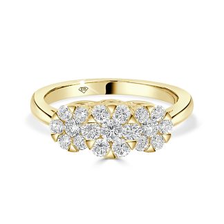 18ct Yellow Gold Trilogy Cluster Engagement Ringcluster engagement ring