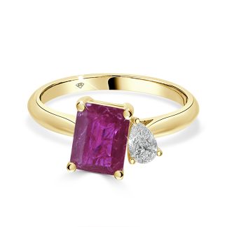Yellow Gold Ruby and Diamond Toi et Moi RingToi et moi engagement ring