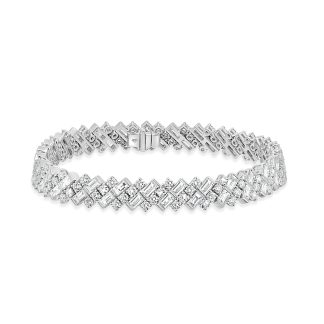 Baguette And Round Diamond Tennis BraceletBaguette and round diamonds tennis bracalet
