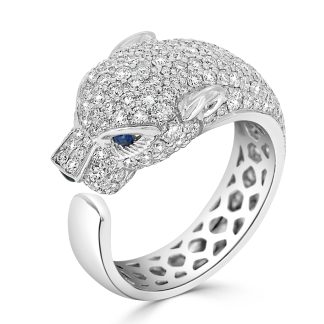 Diamond Panther Ring in 18kt White Golddiamond panther ring