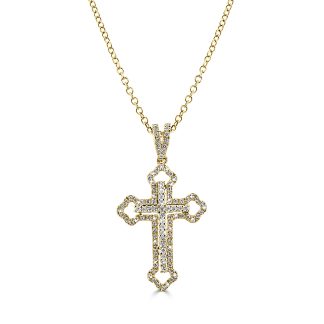 Diamond Orthodox Cross Necklace in 18kt GoldDiamond Orthodox cross necklace