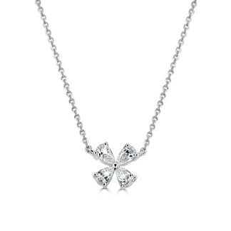 Diamond Clover Pendant Necklace in 18kt Gold A Symbol of Luck and BeautyDiamond Clover Necklace in 18kt Gold