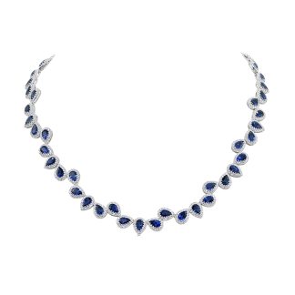 Sapphire and Diamond NecklaceAlternating Pear Shaped Sapphire and Diamond Necklace