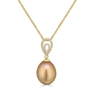 South Sea Gold Pearl and Diamond PendantGolden South Sea pearl pendant
