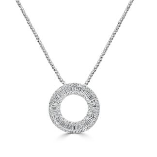 Diamond Circle NecklaceWhite gold circle pendant with diamonds
