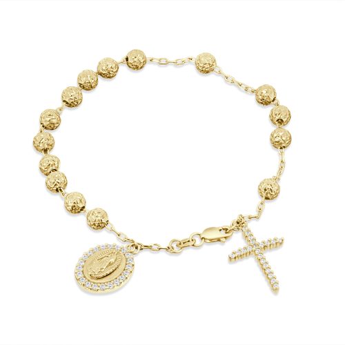 Rosary Bracelet 9kt Gold with Cubic Zirconia