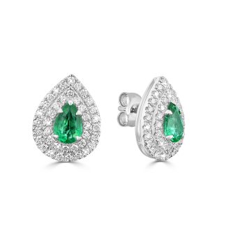 Emerald and Diamond Earrings A Timeless Expression of EleganceElegant pear-cut emerald earrings with diamonds