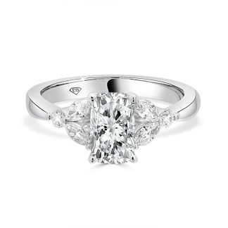 Elongated Cushion Cut Engagement Ring 18kt White Gold & Natural DiamondElongated cushion cut engagement ring in white gold