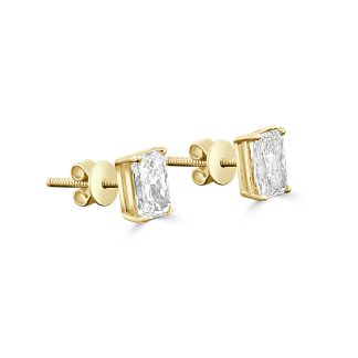 Radiant Cut Lab Diamond Stud Earrings 2.02ct in 18K Yellow GoldRadiant cut lab diamond studs