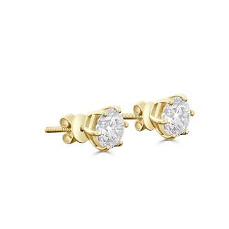 Yellow Gold and Diamond Earrings Lab Grown BrillianceYellow gold diamond earrings
