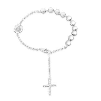 Religious Bracelet 18ct White Gold with Cubic Zirconia Cross18ct white gold rosary bracelet