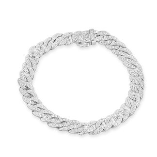 White Gold Chain Bracelet, Natural Diamonds Luxe Shine, Everyday FireDiamond white gold men’s bracelet