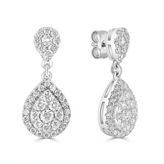 White Gold Drop Earrings Natural Diamonds with Timeless EleganceWhite gold diamond drop earrings