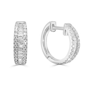 Diamond Hoop Earrings 18kt White Gold & NaturalDiamond hoop earrings white gold