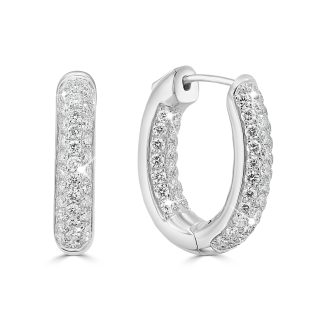 Hoop Earrings in 18kt White Gold with Natural DiamondsDiamond hoop earrings white gold