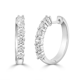 Hoop Earrings in White Gold Natural Diamonds, Everyday EleganceWhite gold hoop earrings