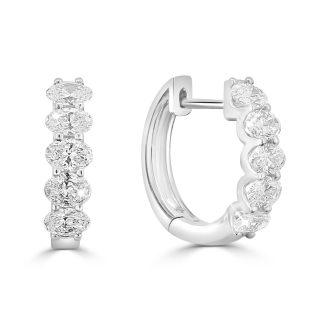 Hoop Earrings in White Gold Natural Diamonds, Everyday EleganceWhite gold diamond hoop earrings