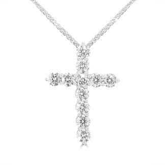 Cross Pendant Necklace 2.10ct Natural Diamonds in 18kt White GoldDiamond cross pendant necklace