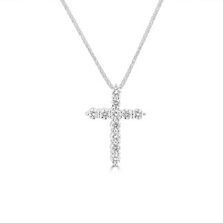 White Gold Cross Pendant Radiant Elegance with Natural DiamondsWhite gold cross pendant