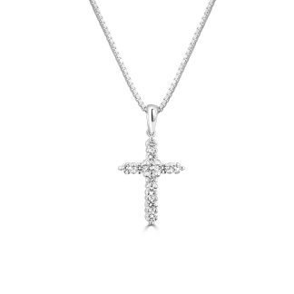 White Gold Cross Pendant Grace in Every DetailDiamond cross charm white gold