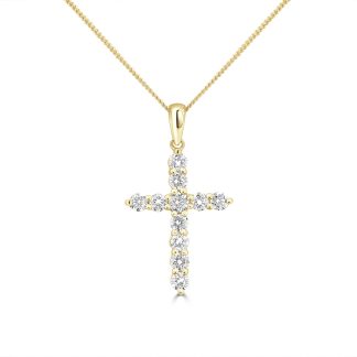 Diamond Cross Pendant Necklace Grace and Light in 18kt GoldCross pendant in natural diamonds