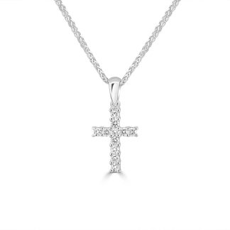 Diamond Cross Pendant in White GoldDelicate white gold cross pendant