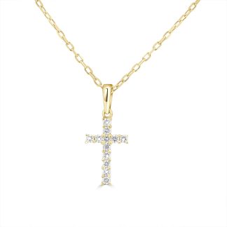 Yellow Gold Diamond Cross Necklace Grace in 18kt GoldYellow gold cross necklace