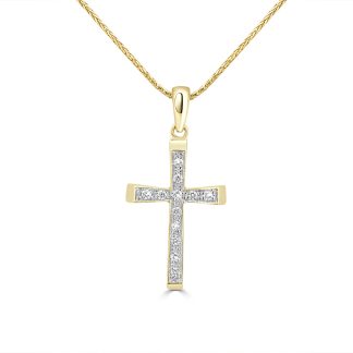 Gold Cross Pendant Refined Radiance in 18kt Yellow GoldGold cross pendant with diamonds