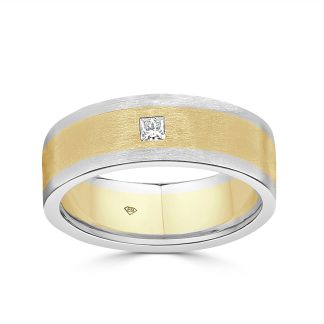 Wedding Band for Men Diamond 18ct Two Tone Gold with Natural DiamondTwo-tone diamond men’s ring