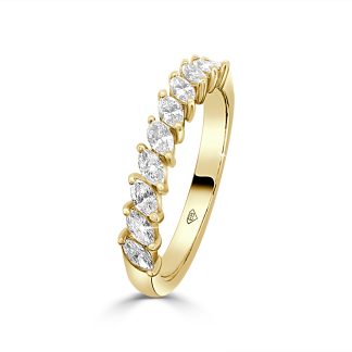 Wedding Band Natural Marquise Diamonds in Yellow Gold EleganceMarquise diamond wedding band