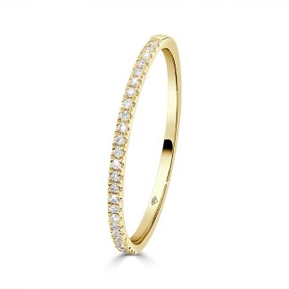 Yellow Gold and Diamond Ring Subtle Sophistication in a Refined SilhouetteThin yellow gold diamond ring
