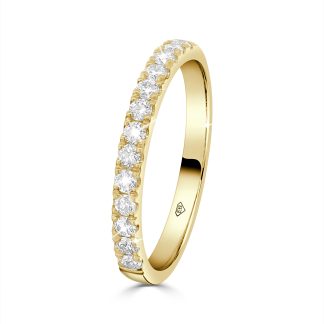 Yellow Gold and Diamond Ring Bold Sparkle in a Contemporary ClassicPolished gold diamond ring