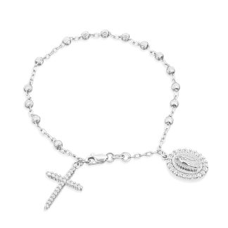 Rosary Bracelet, 9KT Everyday Faith in Elegant White GoldWhite gold rosary bracelet