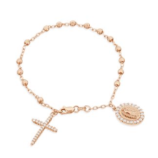 Rosary Bracelet, Rose Gold Devotion in a Romantic GlowRose gold rosary bracelet