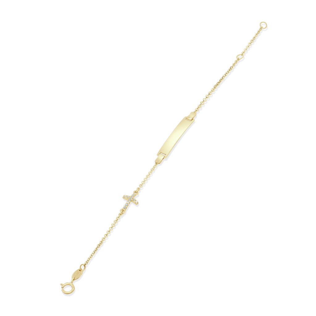 Gold chain bracelet with cross