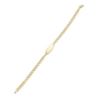 Gold Chain Bracelet Bold 18kt Yellow Gold with Engravable ID PlateHeavy gold chain ID bracelet