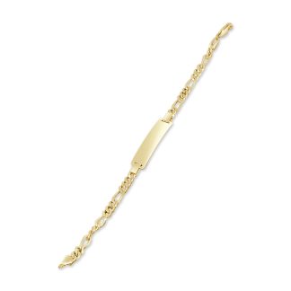 Gold Chain Bracelet 9kt Yellow Gold with Figaro Chain and Engravable ID Plate9kt gold figaro ID bracelet