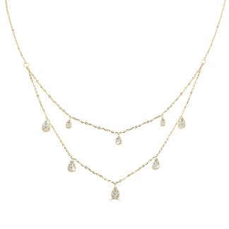 18kt Yellow Gold Necklace with Natural Diamond TeardropsYellow gold diamond necklace