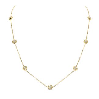 18kt Yellow Gold Rosette Necklace with Natural DiamondsDiamond rosette chain necklace
