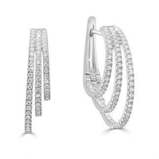 Triple Hoop Earring 186 Natural Diamonds in 18Kt White GoldTriple hoop diamond earring