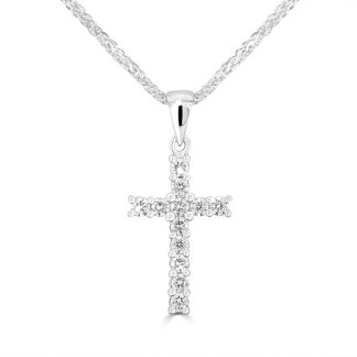 Gold Diamond Cross Pendant in 18Kt White GoldWhite gold cross with diamonds